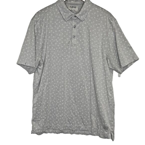 LINKSOUL Astoria Polo Shirt Golf Performance All Over Print Stretch Mens L Blue - Picture 2 of 10